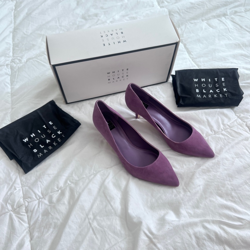 White House Black Market Phoebe Dried Lavender Suede Leather Pointed Toe Size7